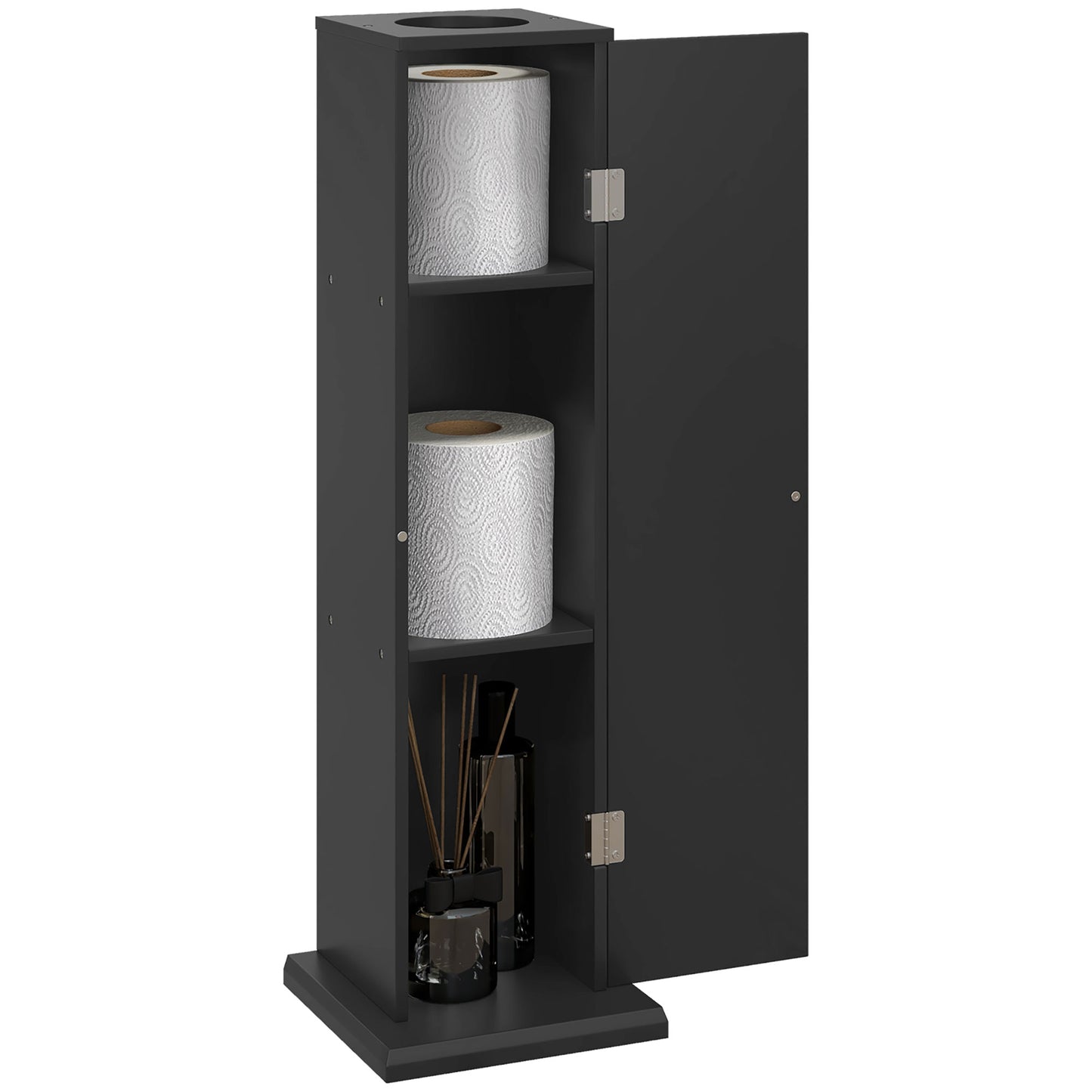 Corner Bathroom Cabinet - Black Toilet Paper Storage Organizer