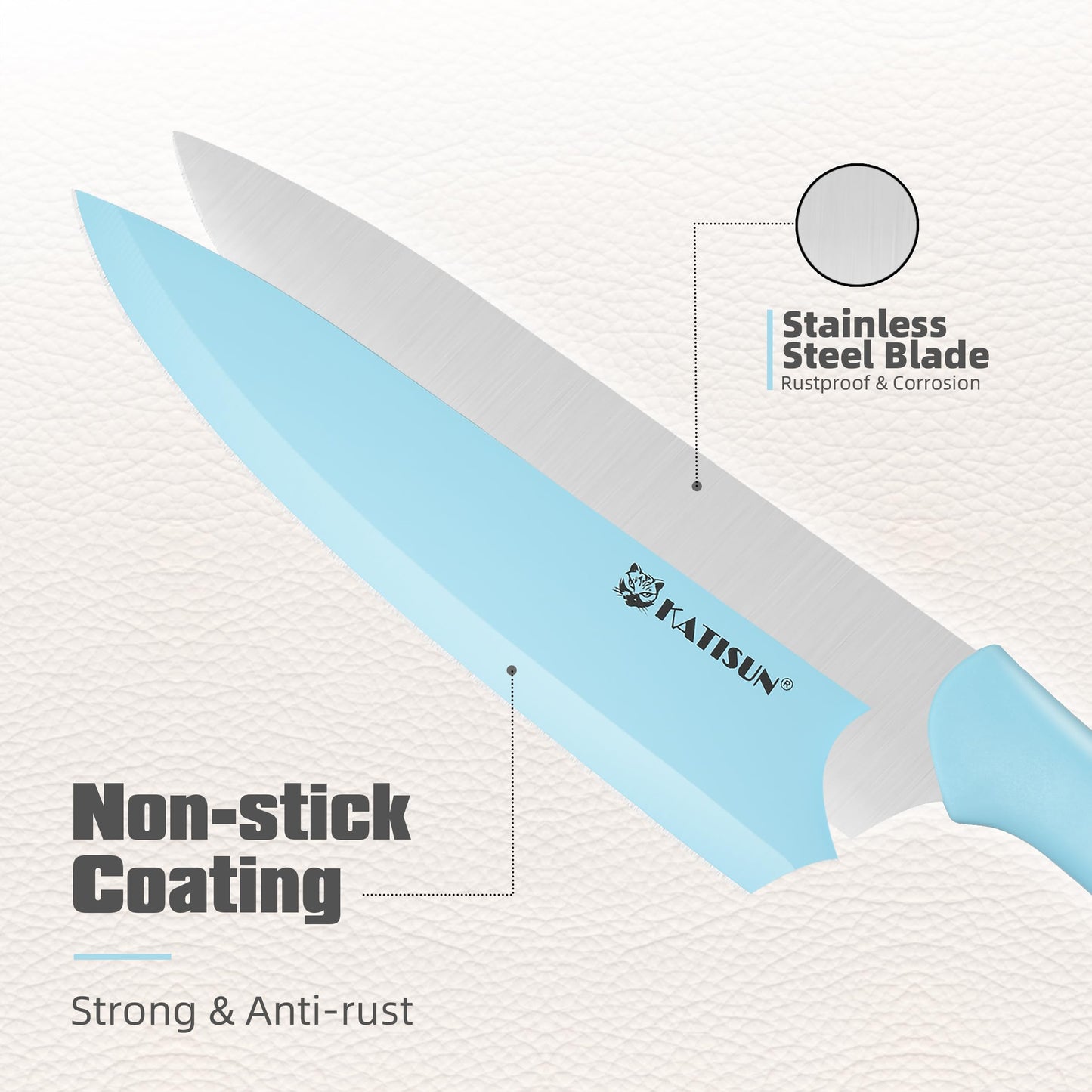 14-Piece Kitchen Knife Set with Block - Blue Non-Stick Stainless Steel