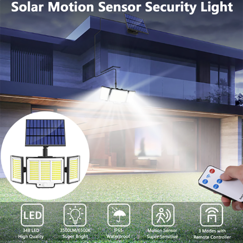 Outdoor Solar Motion Lights 348 LED Waterproof Security Floodlights with Remote