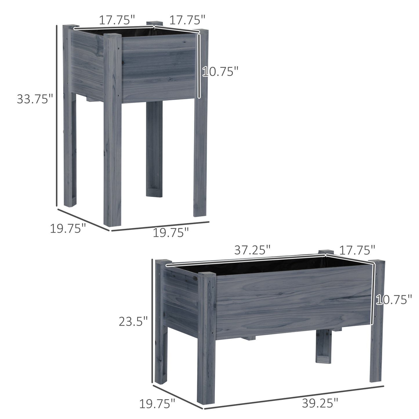Raised Garden Bed Set of 3 with Legs - Wooden Planter Boxes for Vegetables Herbs
