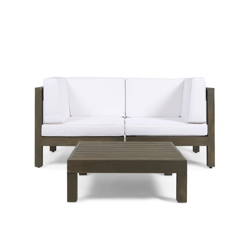 OANA 3-Piece Outdoor Loveseat Set with Coffee Table - White