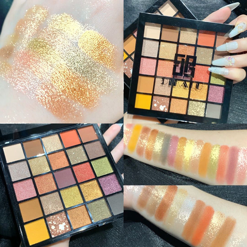 25-Color Eyeshadow Palette with Glitter Pearlescent Sequins - Long-Lasting Makeup