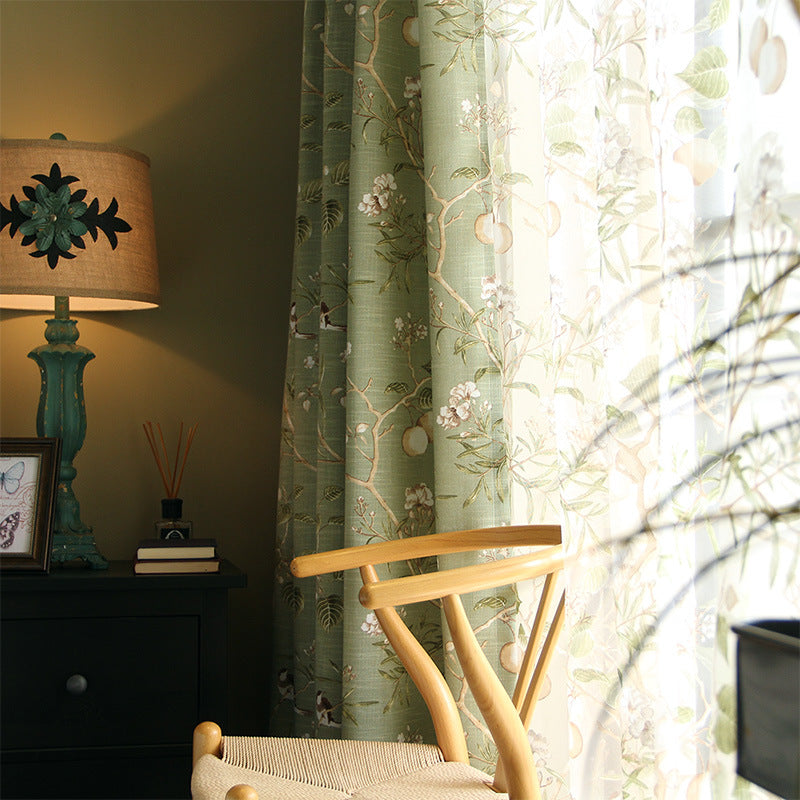 Rustic Country Style Window Curtains - Light-Blocking Cotton Linen Drapes