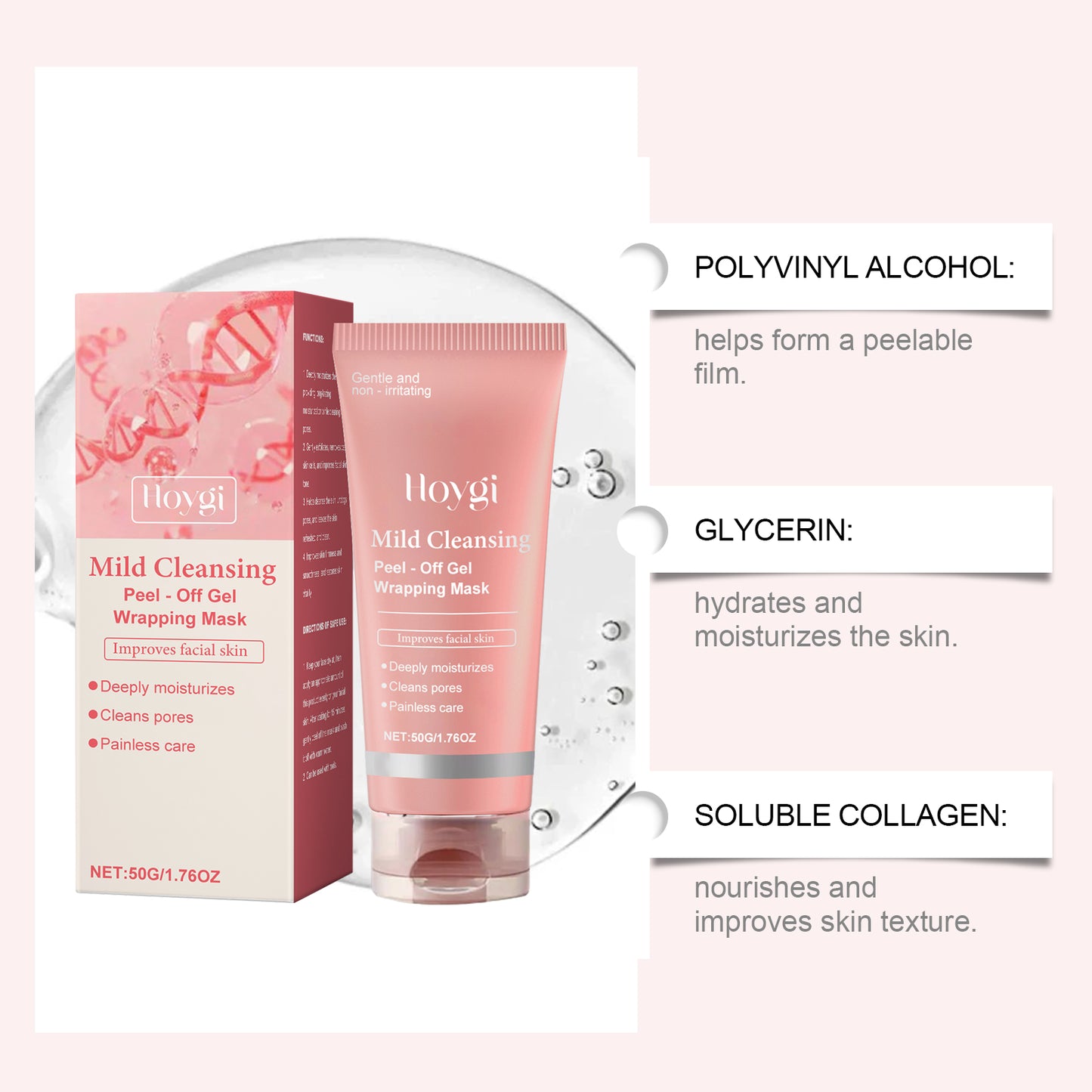 Moisturizing Peel-Off Facial Mask for Brightening and Pore Cleansing