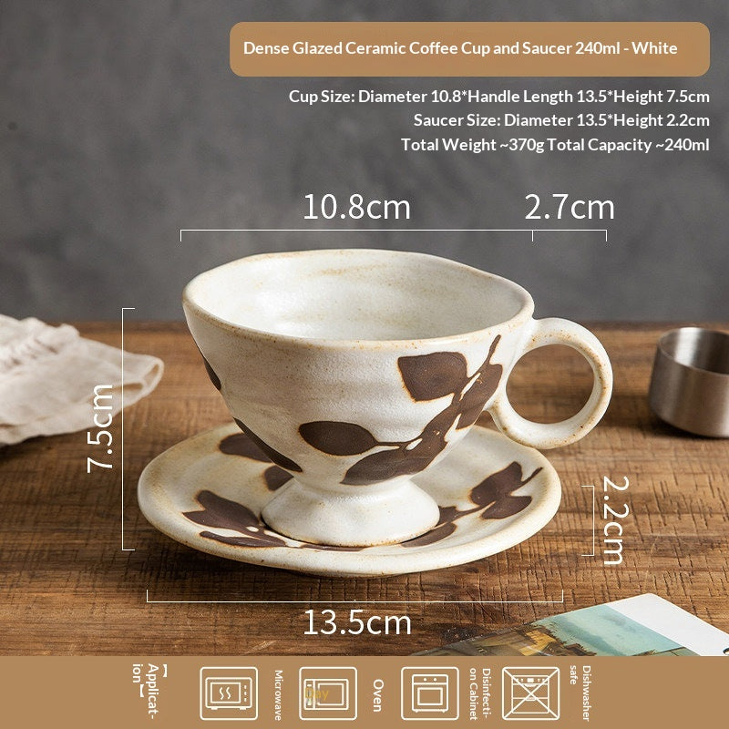 Ceramic Coffee Mug Set - Kiln-Shift Household Drinkware with Floral Patterns