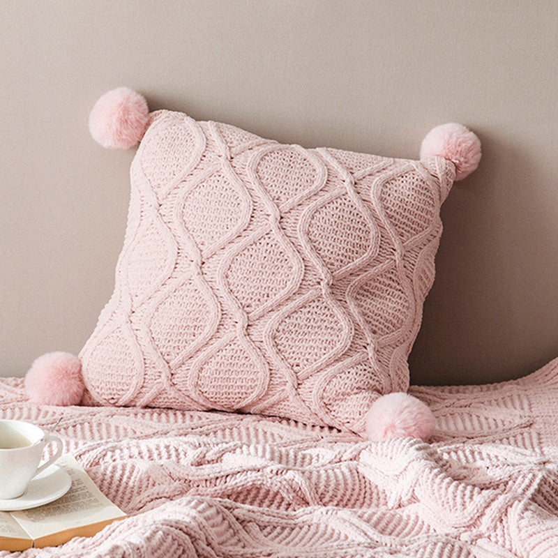Wind Ball Girl Pillow Cover 45x45cm - Knitted Cushion for Living Room