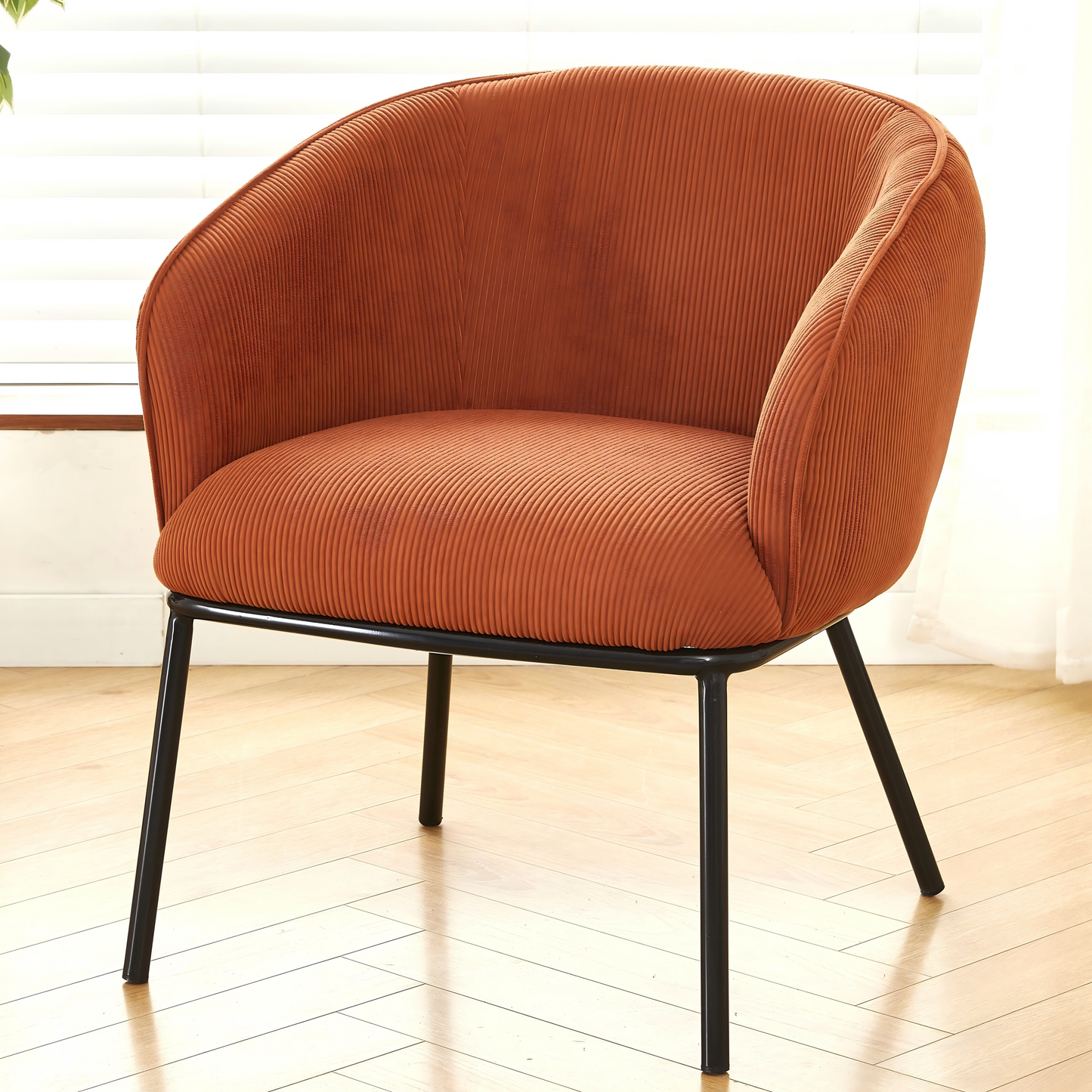 Modern Corduroy Accent Chair, Upholstered Armchair With Metal Legs,