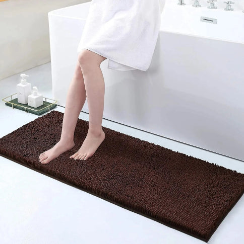 Long Wool Chenille Floor Mat Absorbent Non-Slip Bathroom and Bedroom Carpet