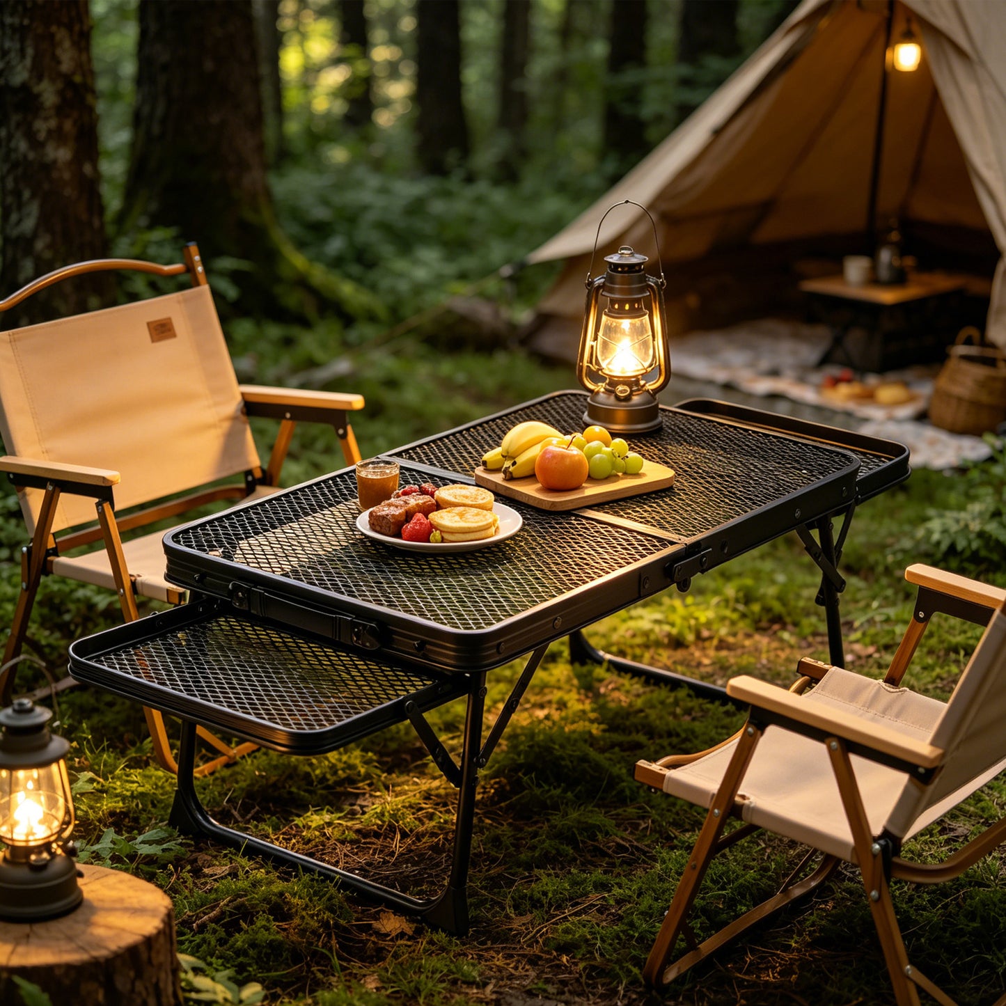 3 Ft Folding Grill Table - Portable Height Adjustable Picnic Table