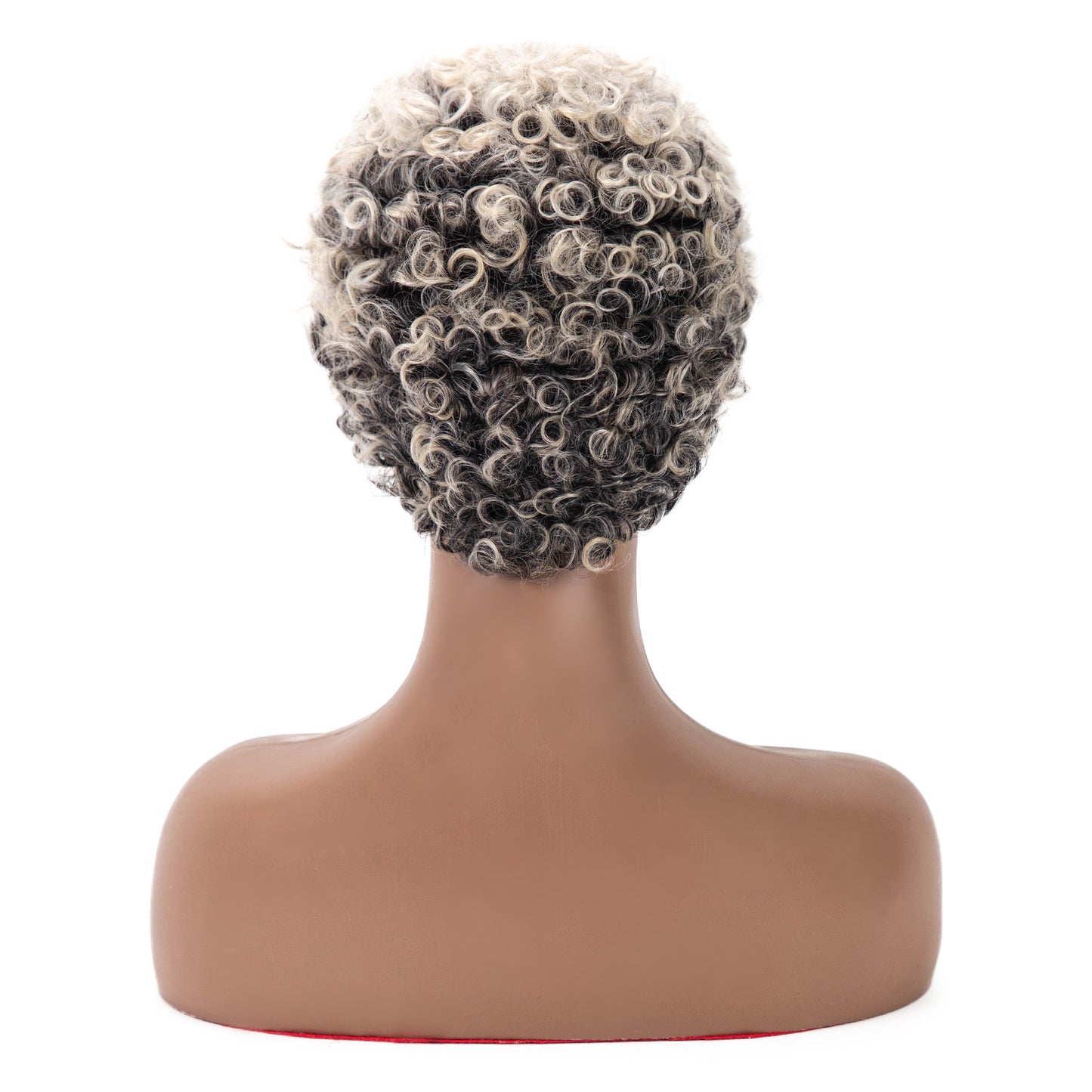 African Small Curly Synthetic Wig for Ladies - Silver White, 3 Inch