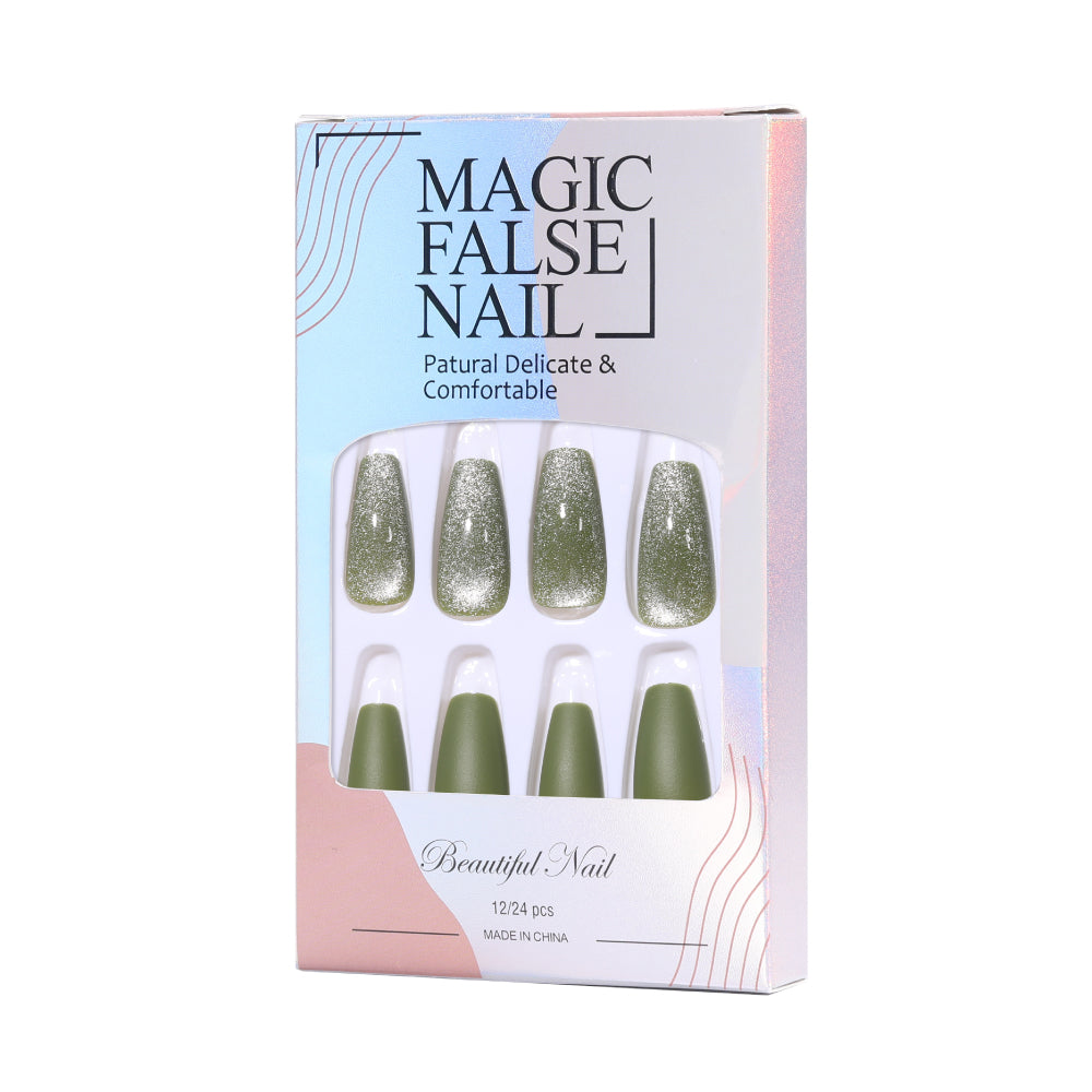 Nail Art Patches with Jelly Glue - Fake Nail Stickers for Manicure, 24 Pieces