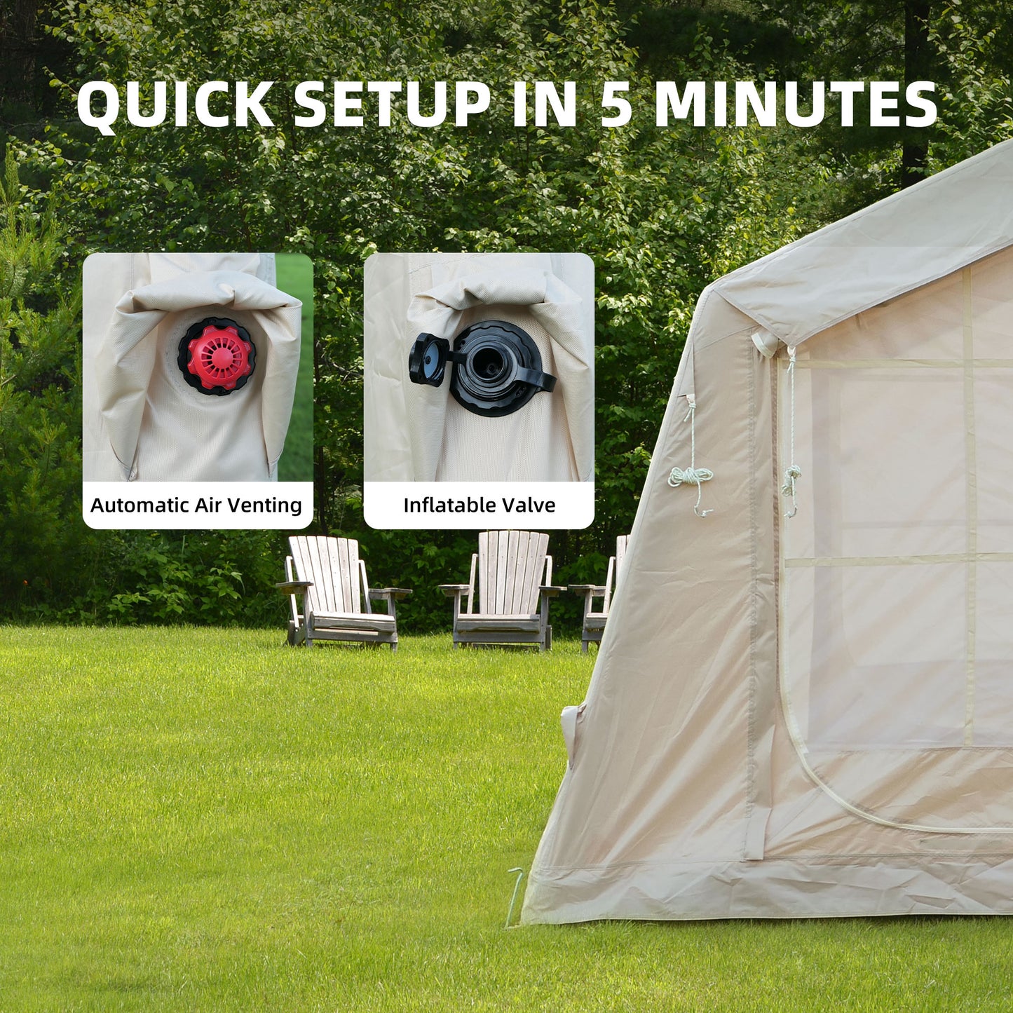 Inflatable Tent for Camping - 4-6 Person Waterproof Glamping Tent