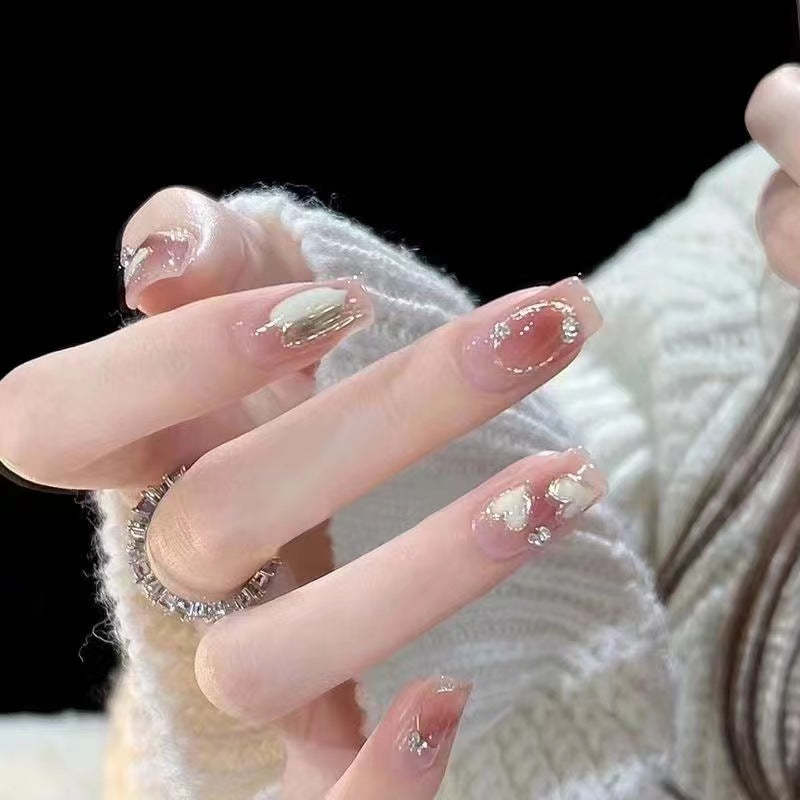 Rhinestone Nail Stickers Short Square Multiple Sizes