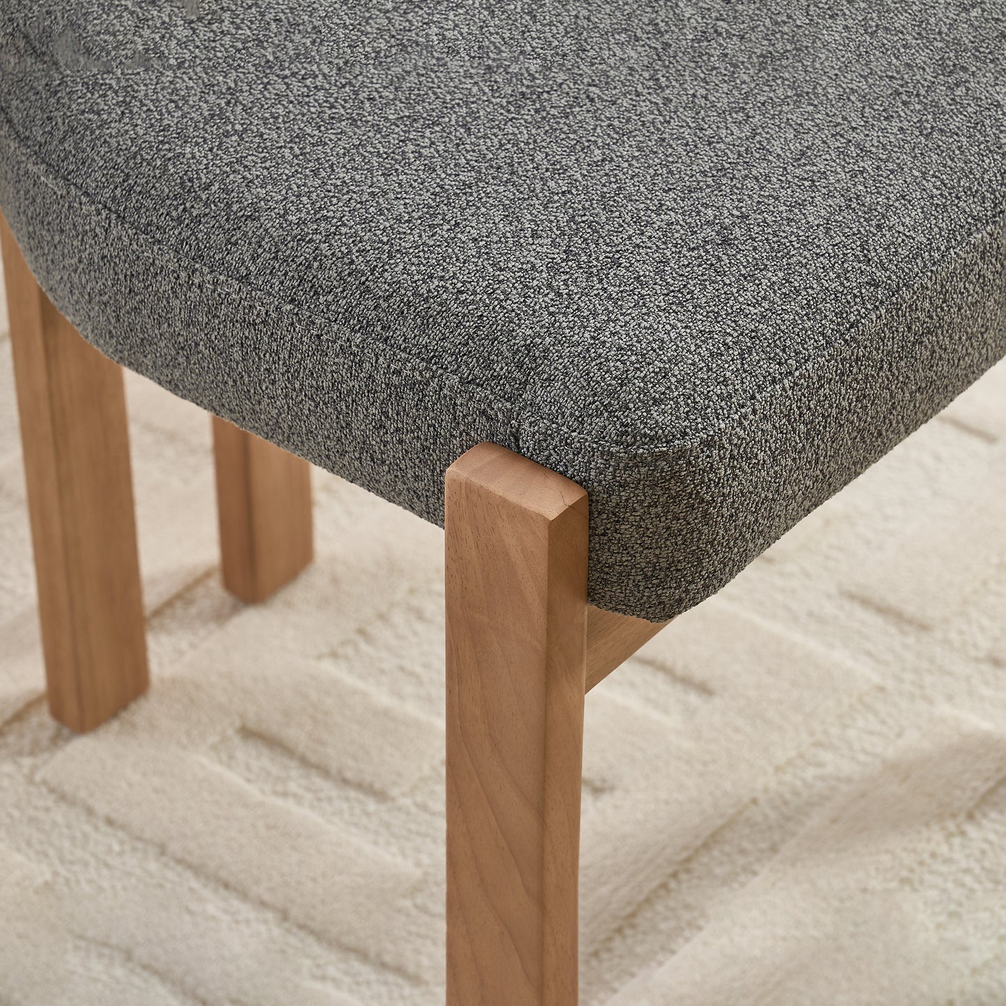 Set of 2 Modern Fabric Upholstered Dining Chairs - Grey