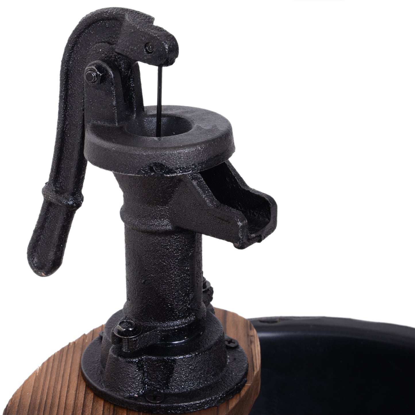 Outdoor Wooden Water Fountain Pump Garden Decor - 23 Inch, Rustic