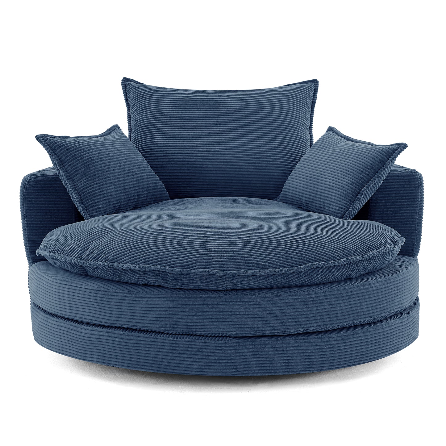360° Swivel Accent Chair with Dual-Layer Cushion - Blue