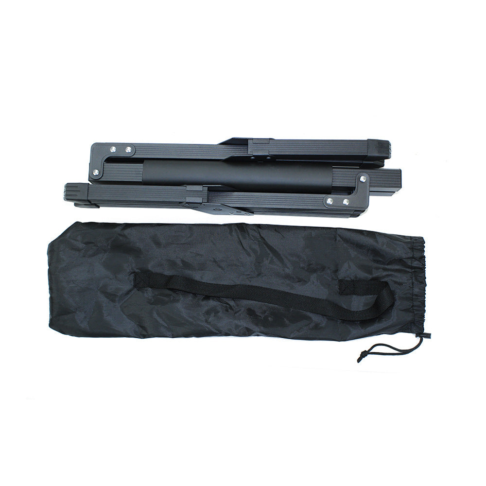 Foldable Ice Bucket Rack for Outdoor Use - Aluminum Alloy Storage Shelf Black