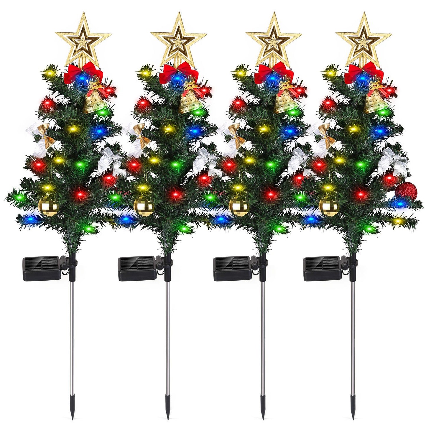 Solar Christmas Tree Lights - 4 Pack 20 LEDs Garden Decoration