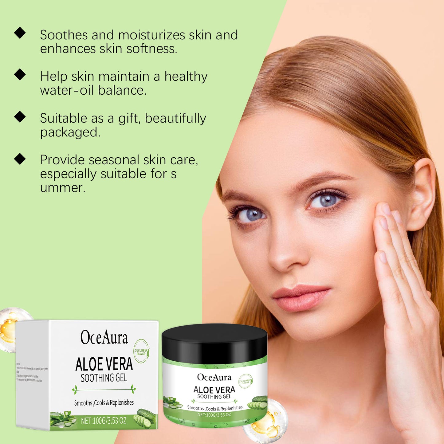 Aloe Vera Cucumber Gel - Moisturizing and Cooling Skin Care, 100g
