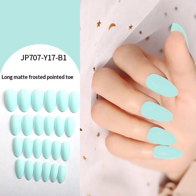 Women’s Solid Color Frosted Matte False Nails with Starry Sky Design