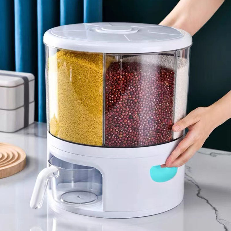 Multi-Compartment Food Storage Box for Grains Airtight Moisture-Proof
