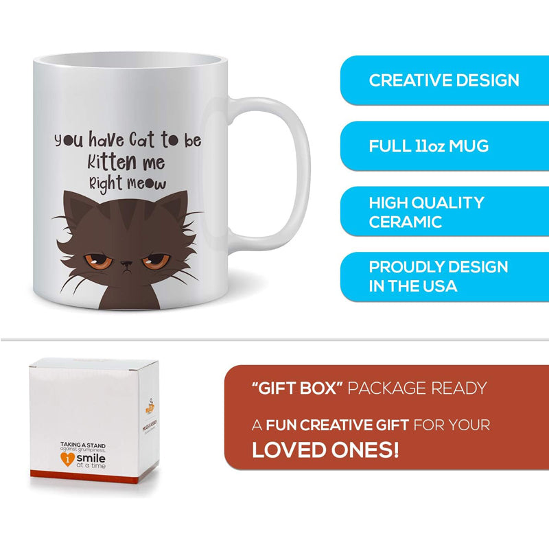 Funny Cat Lovers Coffee Mug - 325ml Ceramic Cup