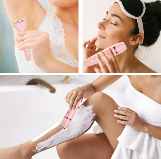 Women's Electric Three-in-One Lady Shaver - USB Rechargeable Body Razor Pink