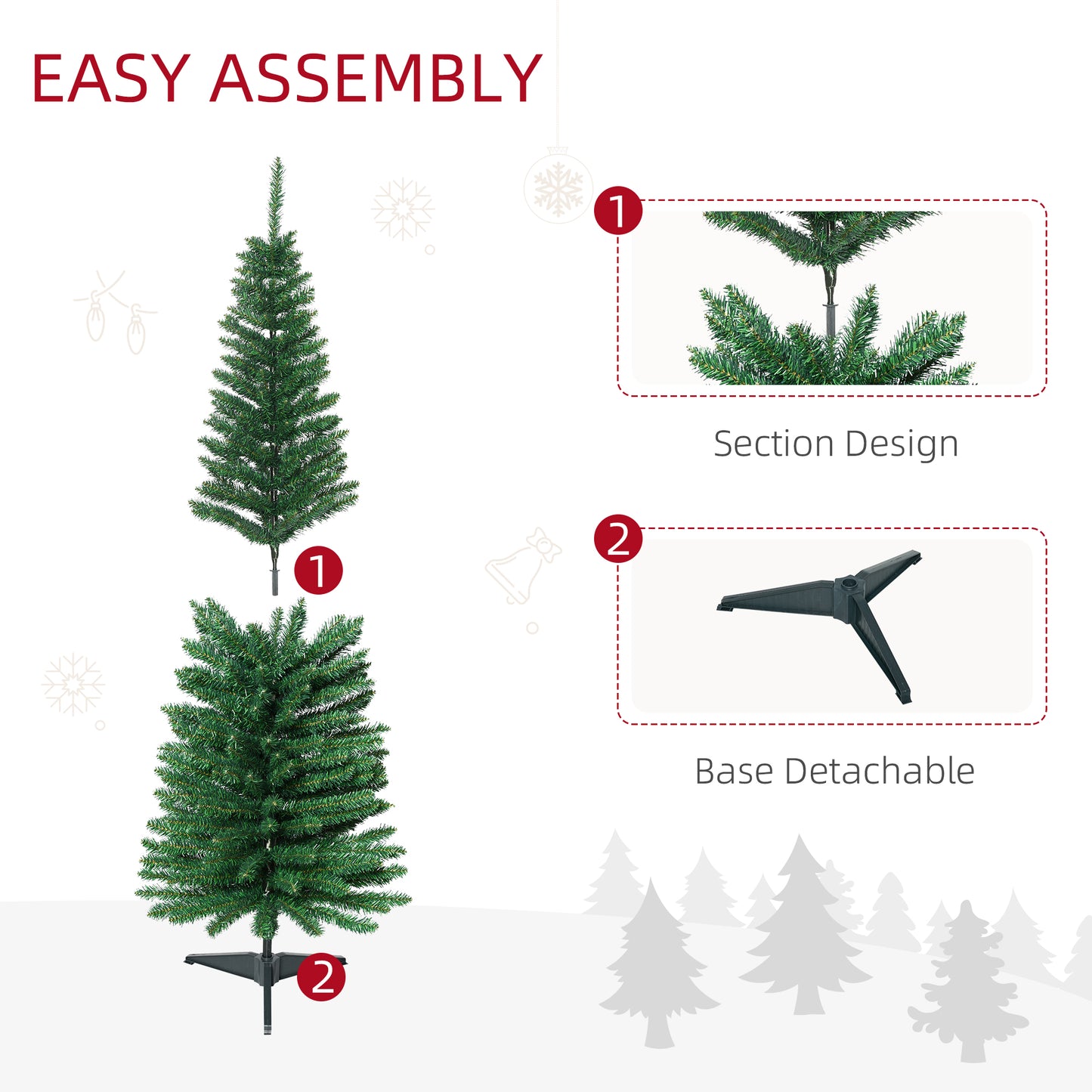5ft Slim Artificial Christmas Tree with 294 Branch Tips - Green