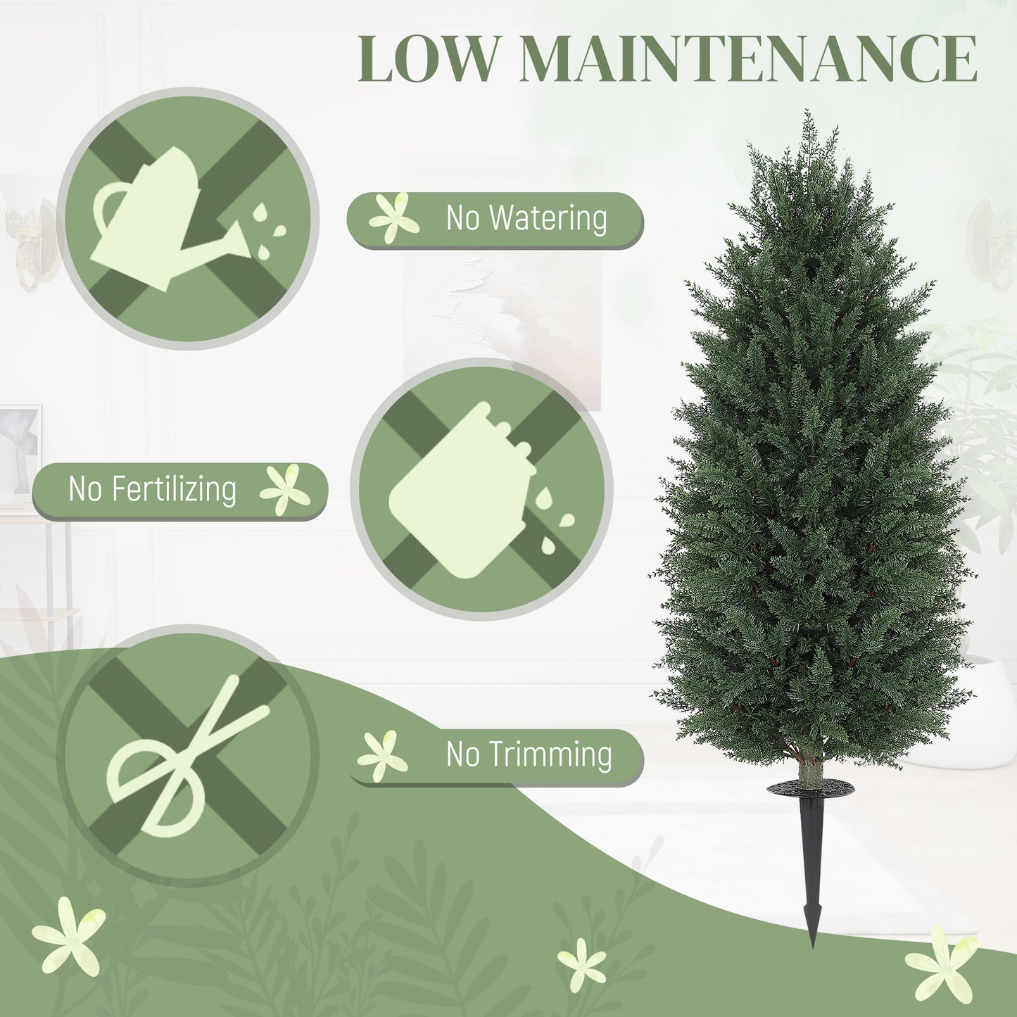 Set of 2 UV-Resistant Artificial Cypress Topiary Trees - 43.3 Inch