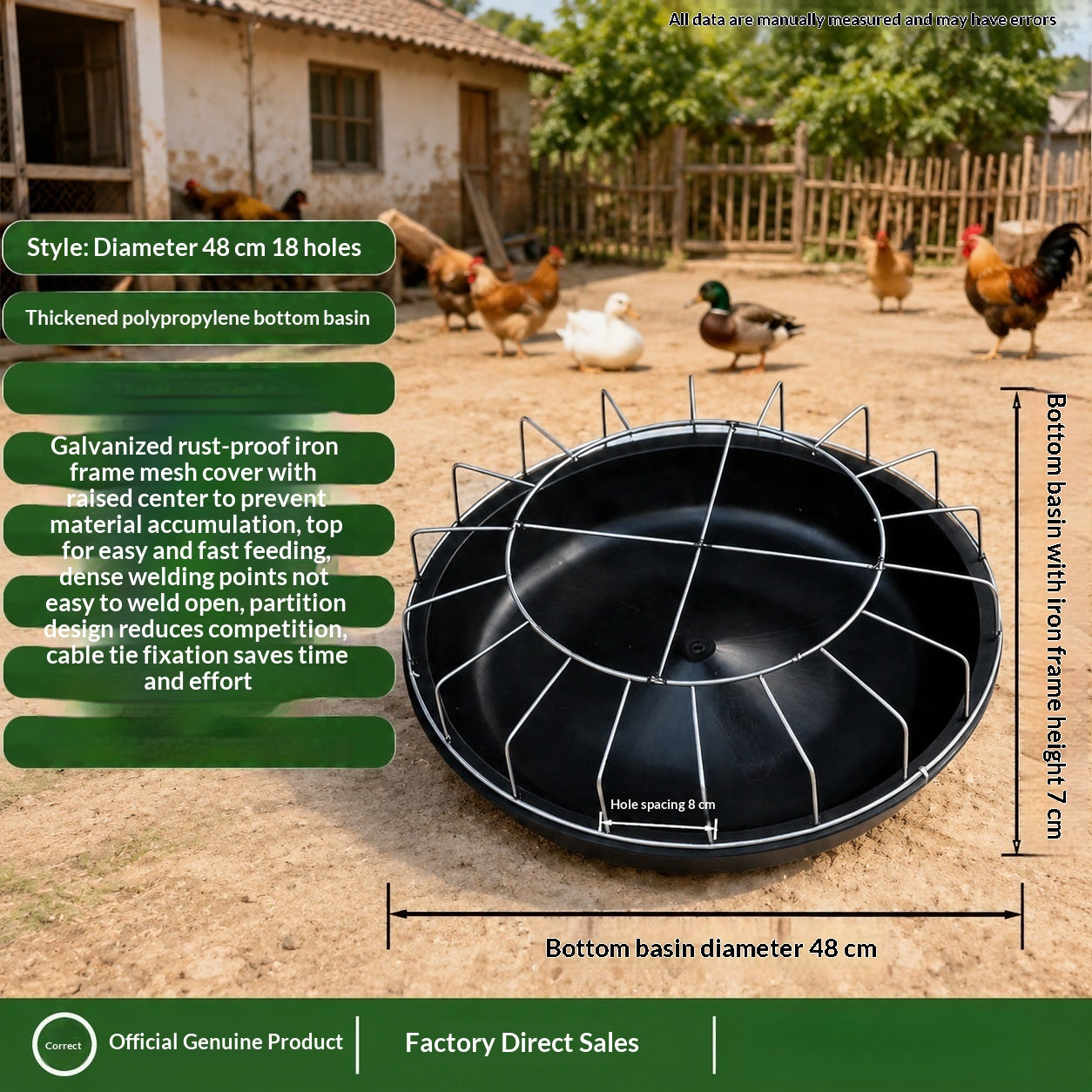 Poultry Feeding Trough - Thickened Plastic Circular Feeder for Chickens Ducks Geese