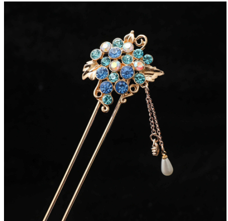 Ancient Style Tassel Hairpin with Flower Design - Vintage Hair Accessory