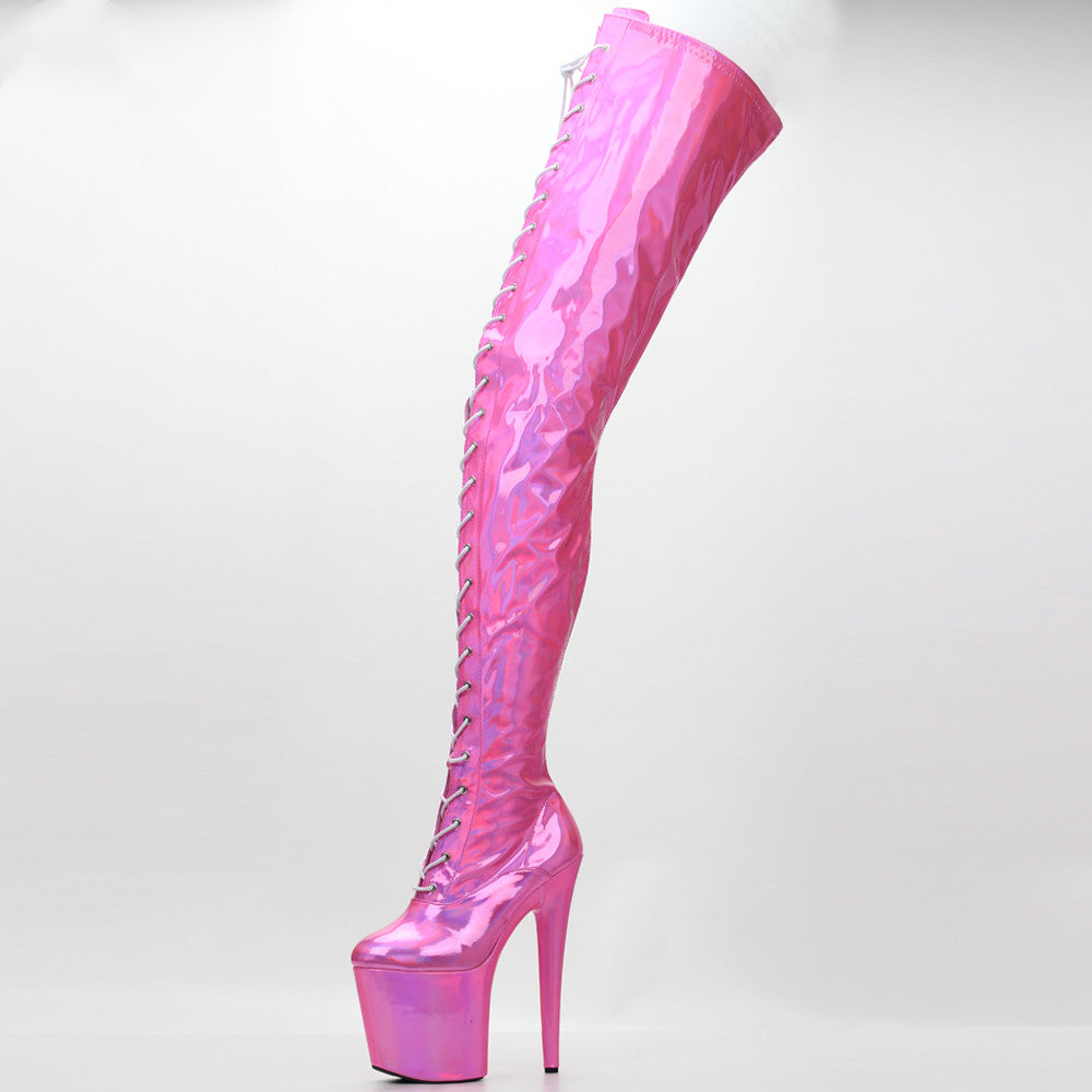 High Heel Thigh Boots Women Men Over 8cm Heel Platform Knee-High Shoes