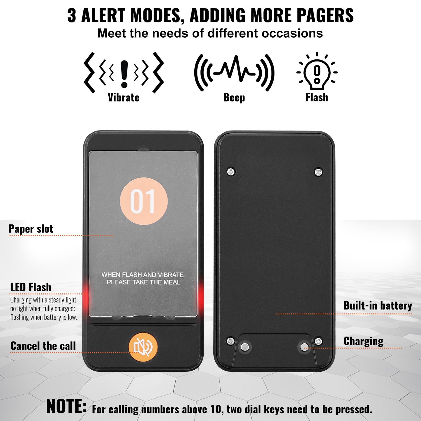 Wireless Restaurant Pager System with 10 Beepers & Long Range