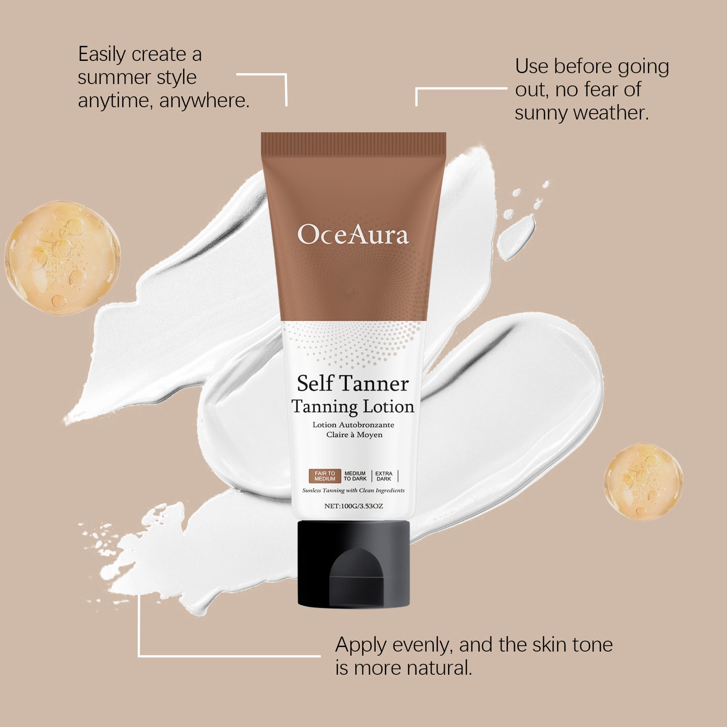 Hydrating Sun-Proof Tanning Cream - Natural Bronze Glow Lotion
