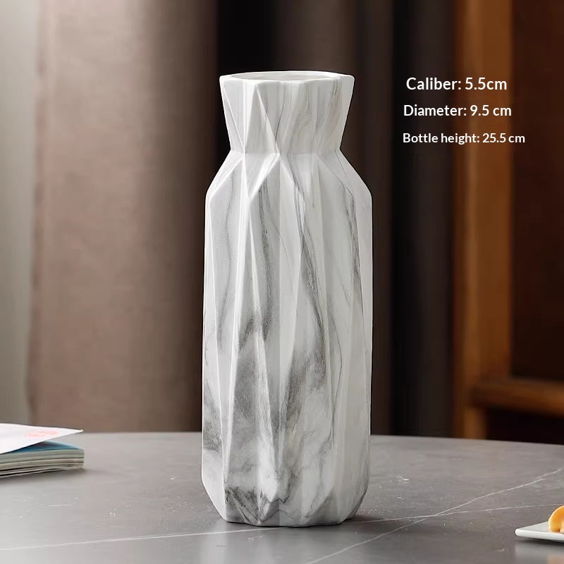 Minimalist Marble Pattern Ceramic Vase for Flower Arrangements - Modern Tabletop Decor