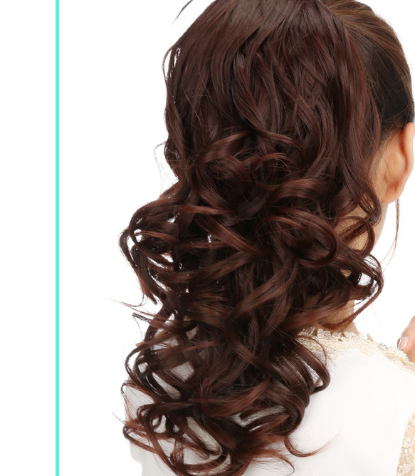 Dark Brown 40cm Ponytail Wig for Women Braid and Tie Hair Extension