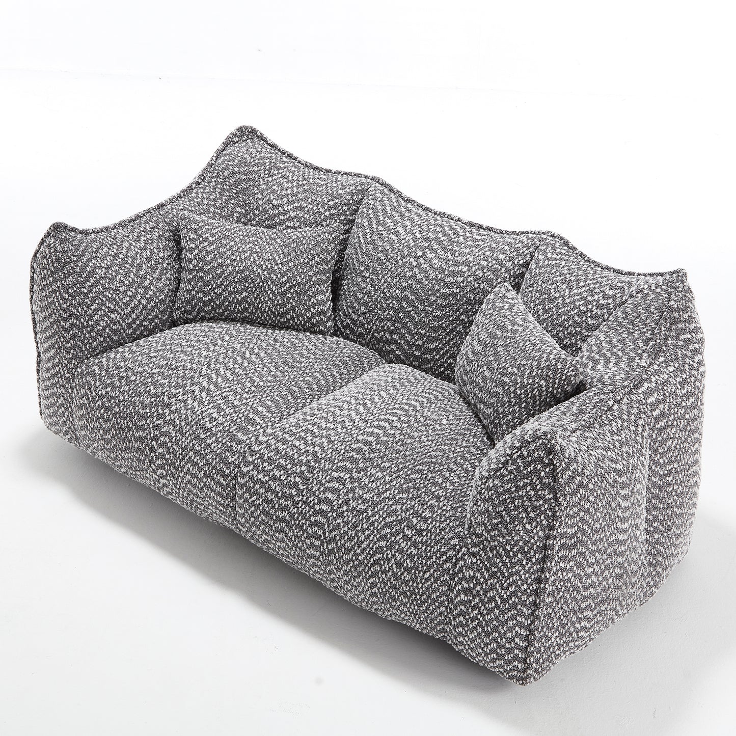 Soft Grey Beanbag Chair with Foam Core - Comfortable Recliner for 2