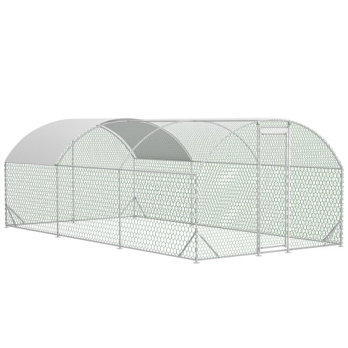 Large Metal Chicken Coop Run with Waterproof UV Cover - Outdoor Yard Hen House