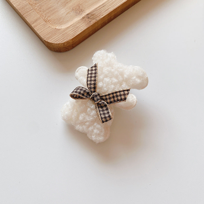 Kids Plush Bear Hair Clips Set - Autumn Winter Colorful Hair Accessories