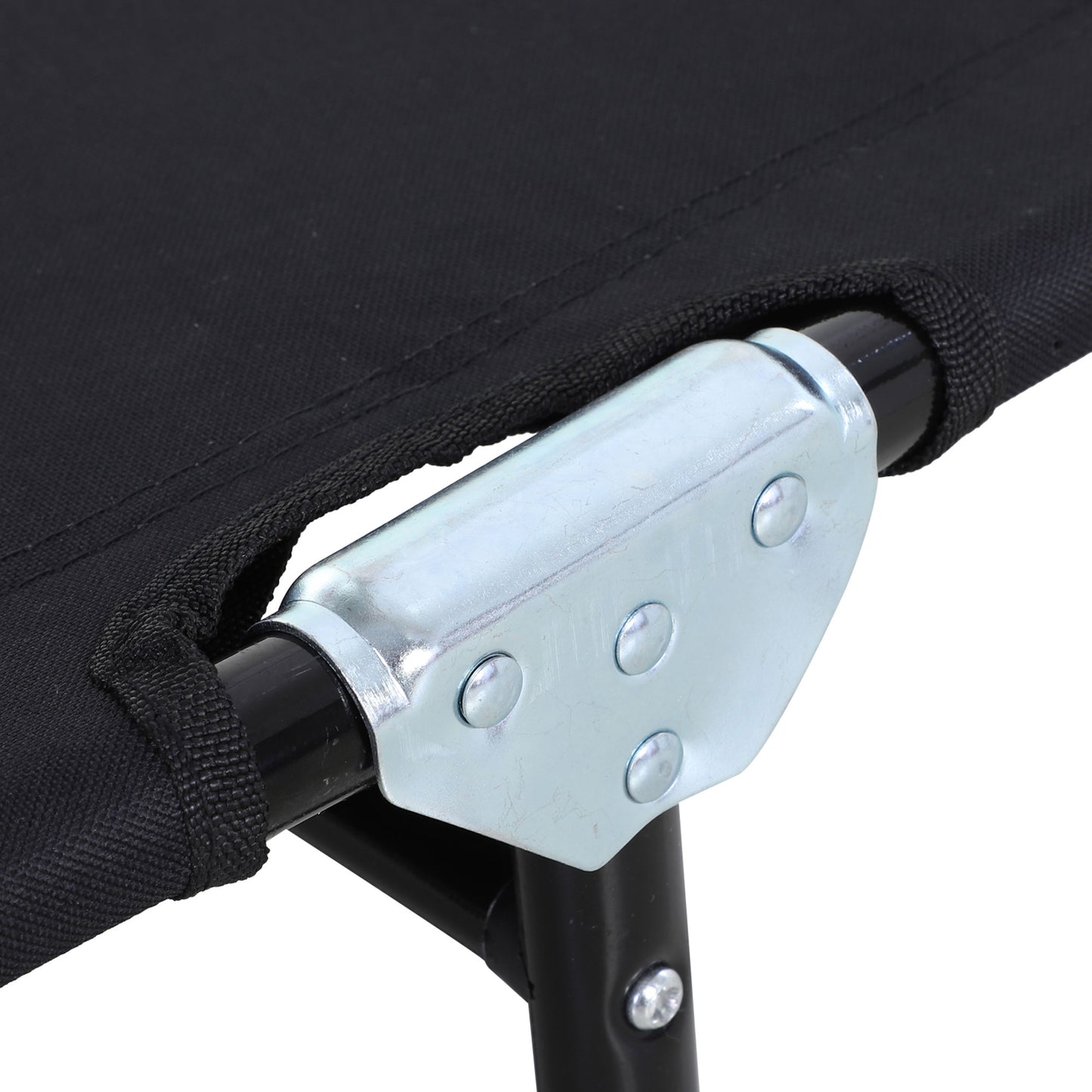 Folding Chaise Lounge Chair - 5-Level Recline, Steel Frame, Black