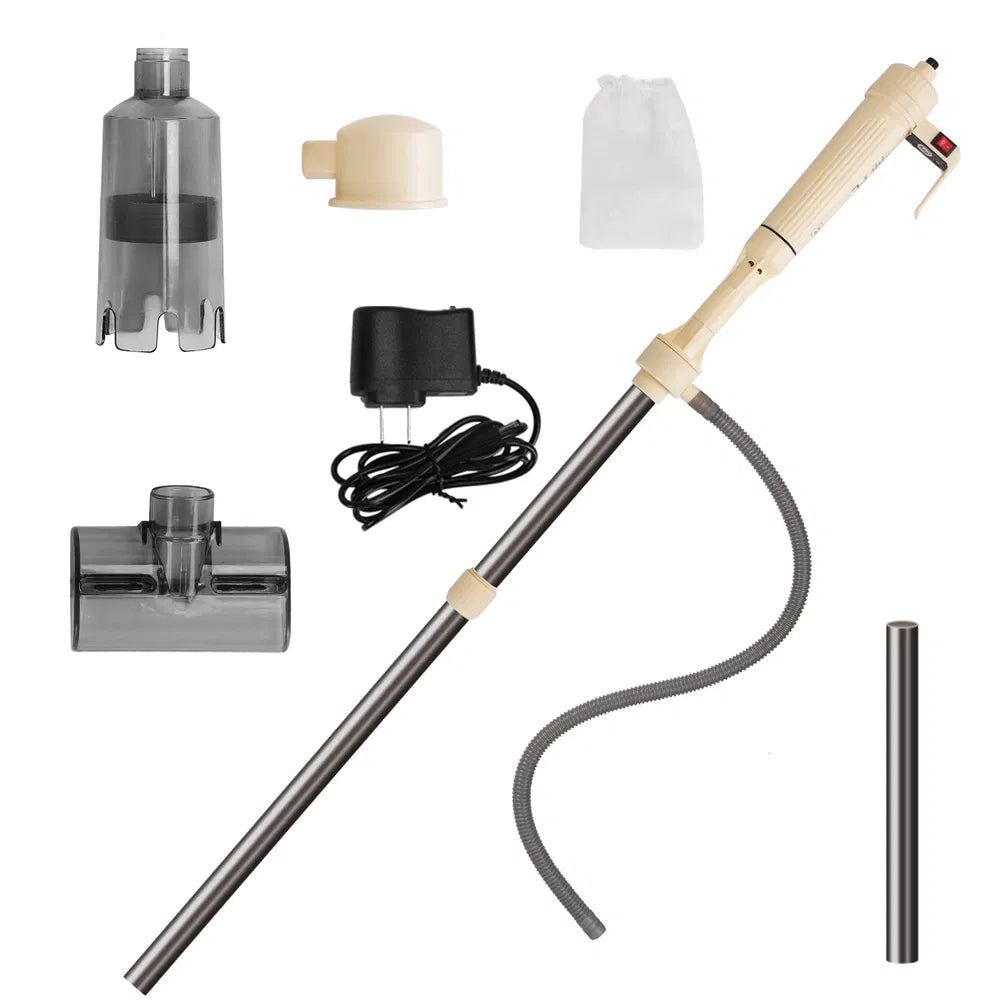 Electric Aquarium Gravel Cleaner Kit - Adjustable Fish Tank Vacuum with Accessories