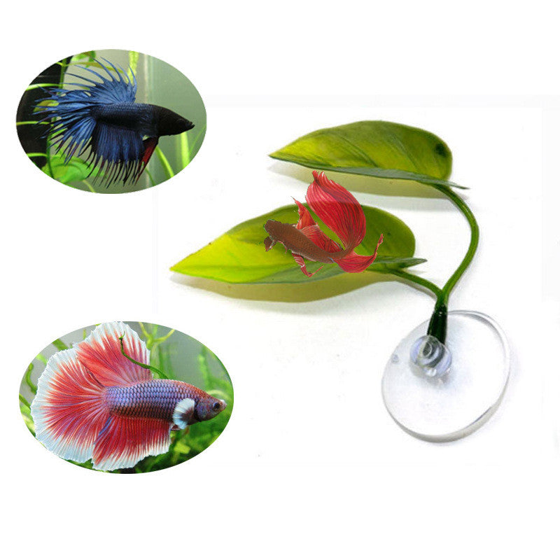 Aquarium Fish Tank Decoration Leaf Rest Double Leaf Design - Betta Fish Landscaping