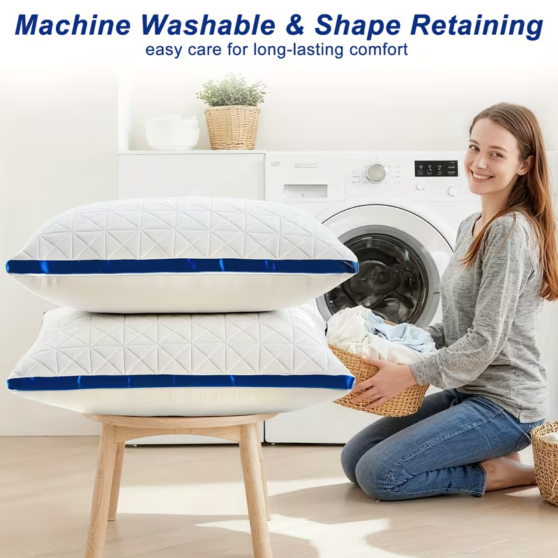 Luxury Bed Pillows - 2-Pack Breathable Down Alternative Gusseted Design, Soft Fiber Fill for Enhanced Sleep Quality