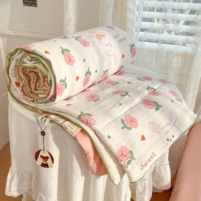 Summer Quilt with Soybean Fiber and Cotton Washable Bedding Set