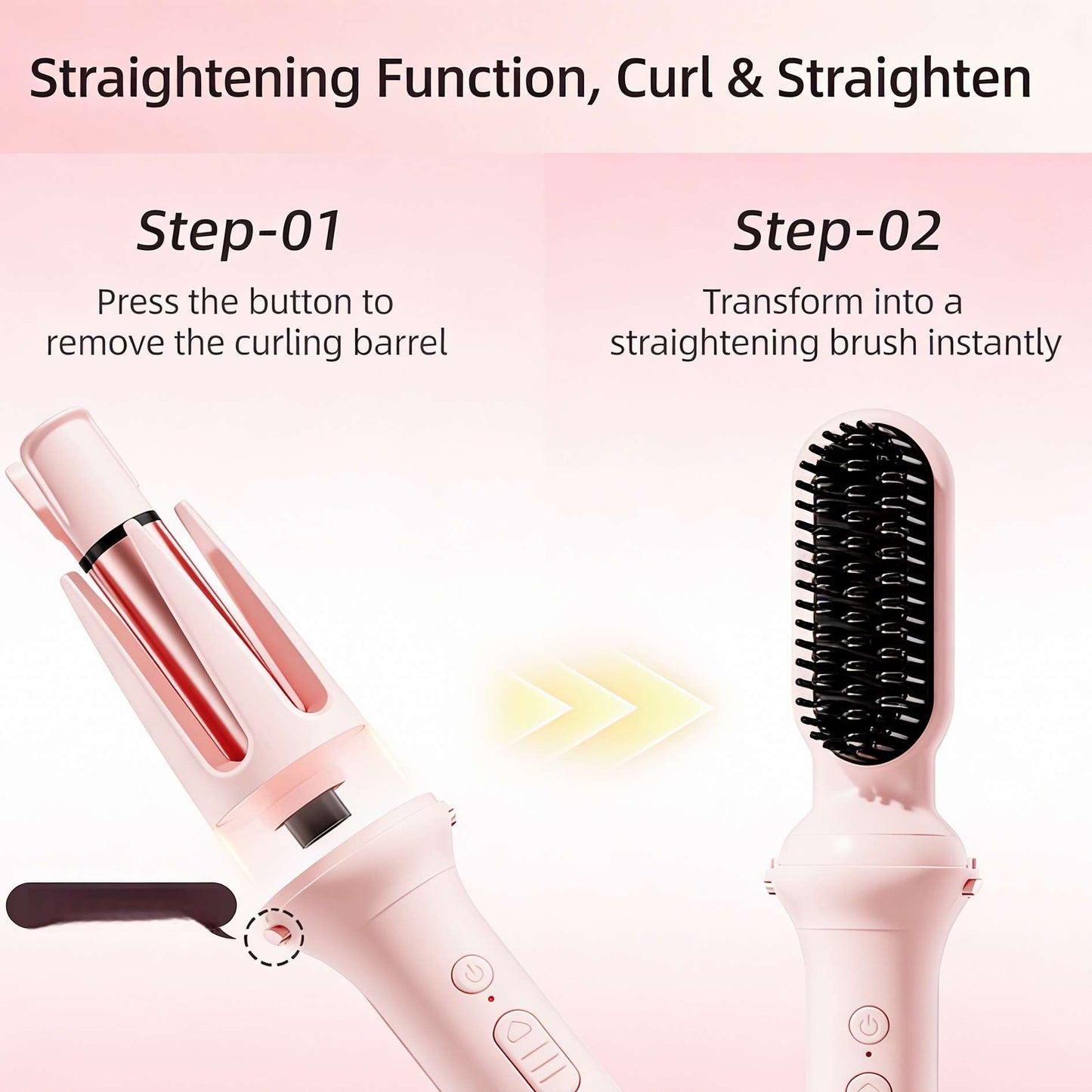 3-in-1 Auto Rotating Curling Iron & Straightener Brush Set - Ceramic