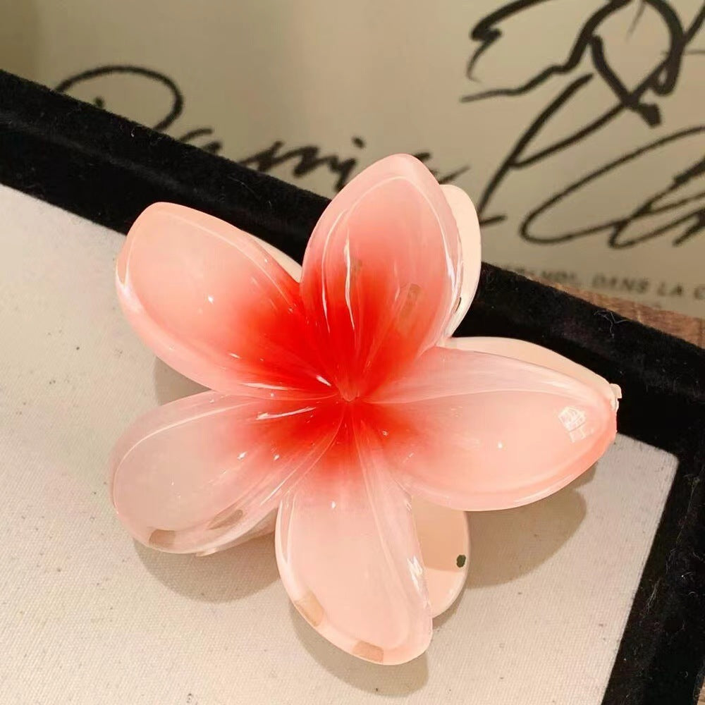 Colorful Plumeria Flower Barrettes - 6 Pc Set