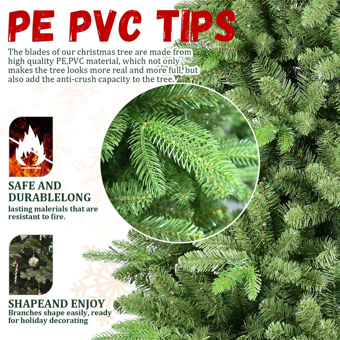 6ft Artificial Christmas Tree - PE PVC Hybrid Automatic Design