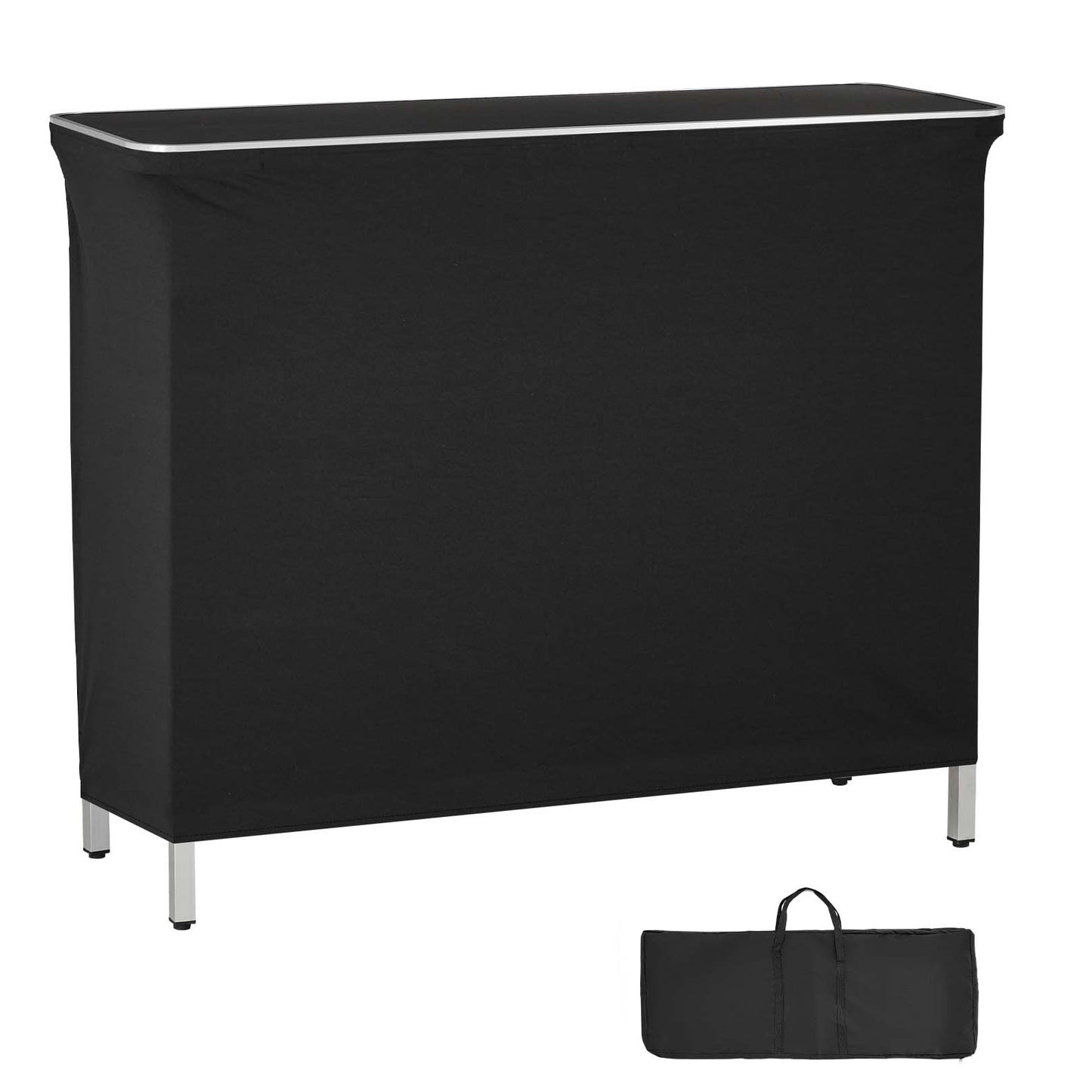 Foldable Portable Bar Table with Storage Shelf and Carry Bag - Event & Party Use