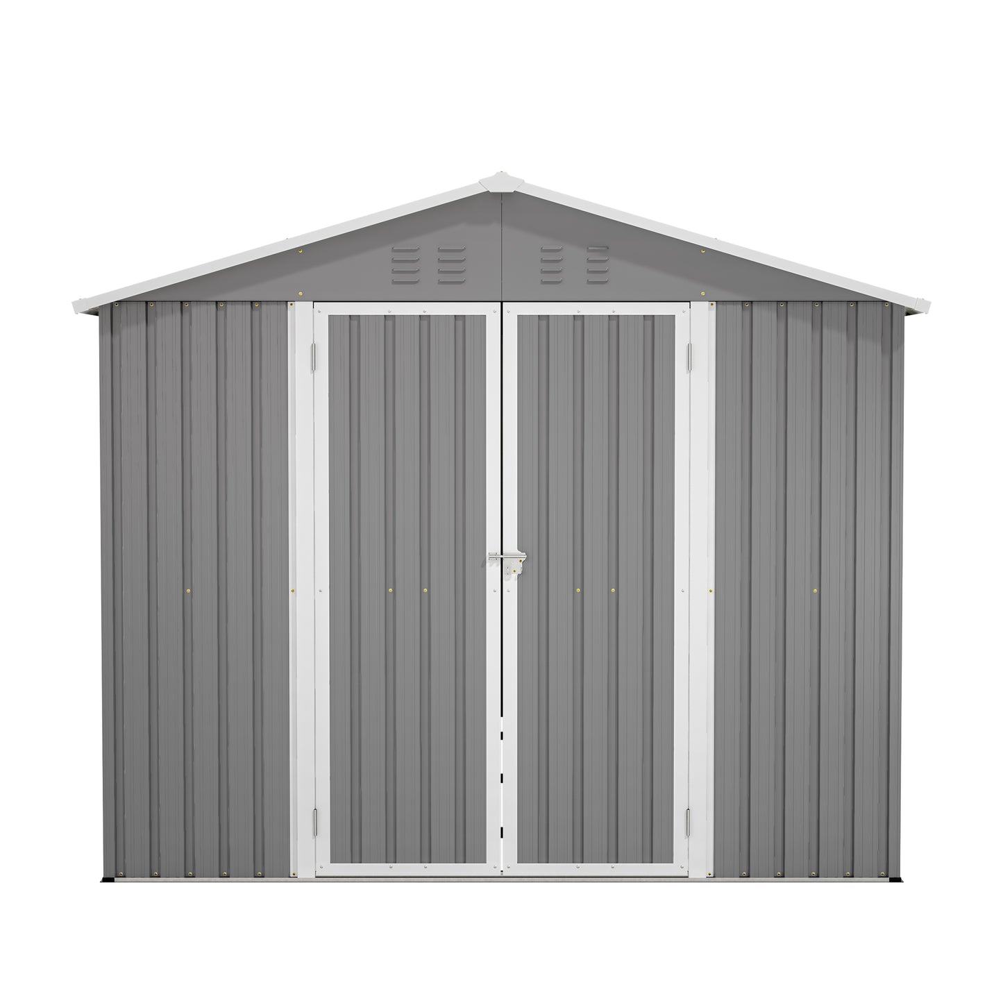 8x12 FT Metal Storage Shed with Side Door - Grey Outdoor Tool Shed