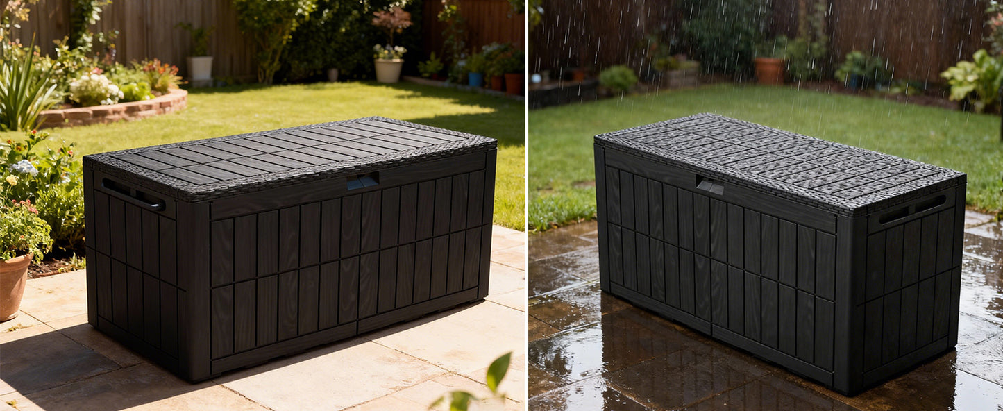 1 0 Gallon Outdoor Storage Box Water Proof Resin Deck Lockable Bin